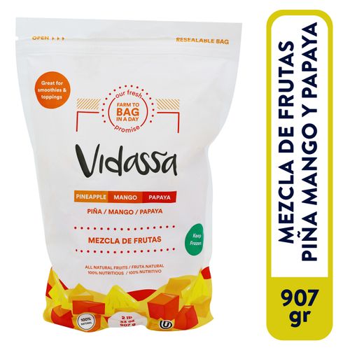 Mezcla De Frutas Congeladas Piña, Mango y Papaya Vidassa - 2lb