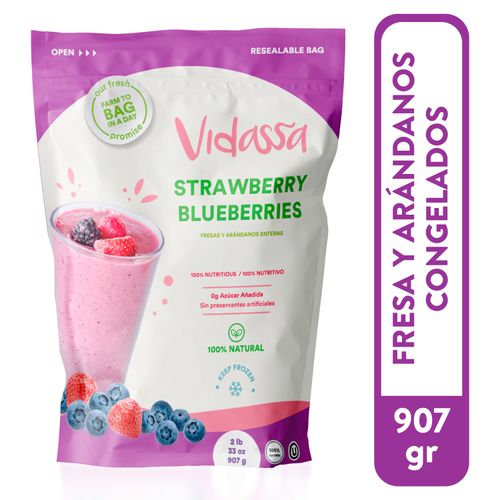 Mezcla De Fresas y Arándanos Congelados, Vidassa -  2lb