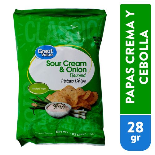 Snack Great Value Papas Tostadas Sabor Crema y Cebolla - 28 g