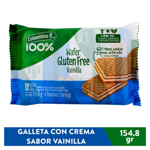 Galleta wafer Colombina sabor vainilla libre de gluten 6 pack - 154.8 g