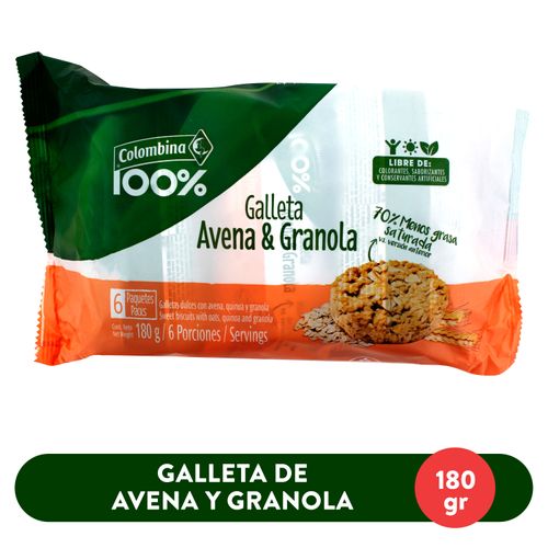 Galleta Colombina Avena y Granola - 180 g