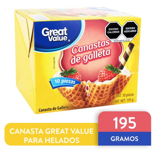 Canasta Great Value de galleta Para Helado - 10 unidades