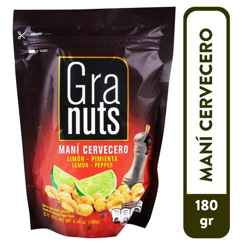 Mani Grat Nuts Cervecero Sabor Limón Y Pimienta - 180g