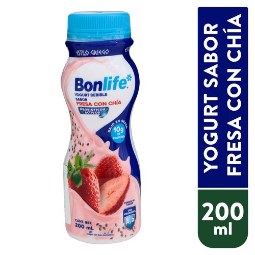 Yogurt Bonlife De Fresa Con Chia y Vitaminas A y D - 200ml