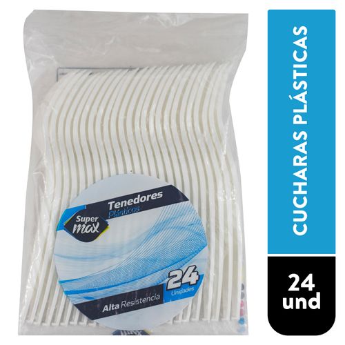 Tenedor Desechable Plasticos Supermax - 24 Unidades