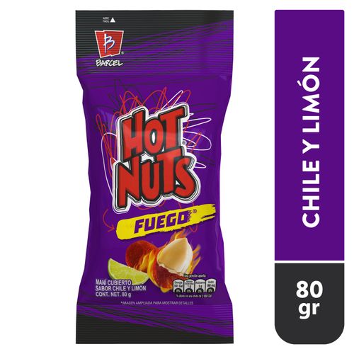 Maní Hot Nuts Fuego Cubierto Sabor A Chíle Y Limón - 80 g