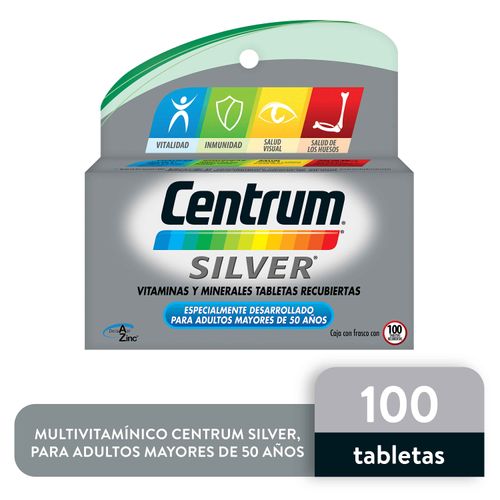 Multivitamínico  Centrum Silver, Para Adultos Mayores De 50 Años, Caja 100 Tabletas