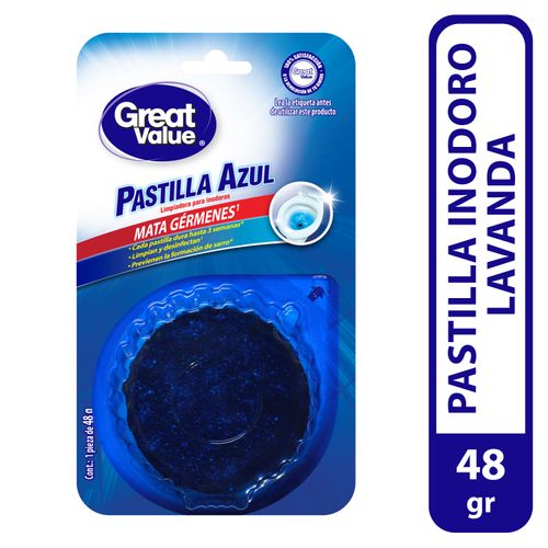 Pastilla Great Value Limpiadora Para Inodoro Azul - 48 g