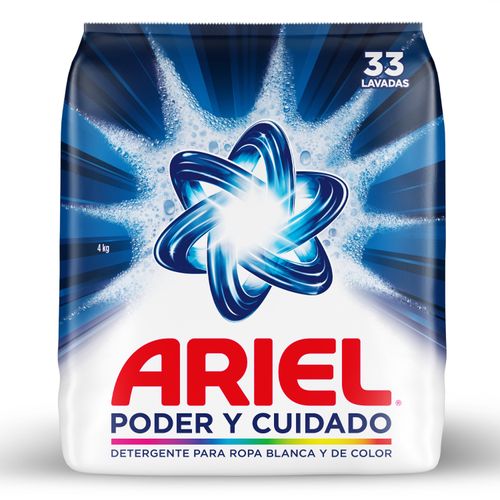 Detergente En Polvo Ariel Poder Y Cuidado, Ropa Blanca Y De Color  4kg