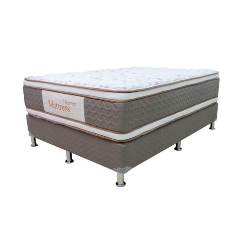 Cama Heaven Matress king doble almohada color crema y café