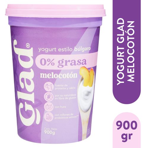 Yogurt Glad 0 Grasa Melocotón - 900 g