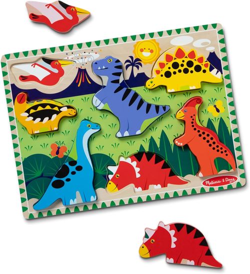 Melissa & Doug  Rompecabezas Grande En Madera - Dinosaurios - 7 Piezas