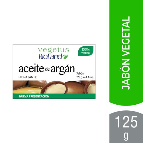 Jabón Bioland Vegetal Con Aceite De Argán, Hidratante - 125g