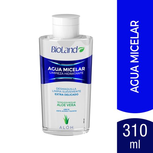 Agua Micelar Bioland Con Aloe Vera, Limpieza Hidratante - 310ml