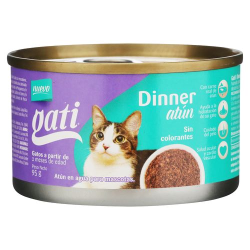 Alimento Húmedo Gati Para Gato y Gatito Dinner Sabor Atún, Desde 2 Meses - 95g