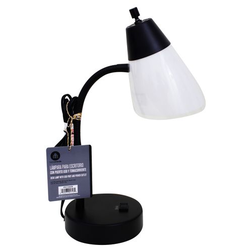 Lámpara Home Trends para escritorio con puerto  USB Y tomacorriente