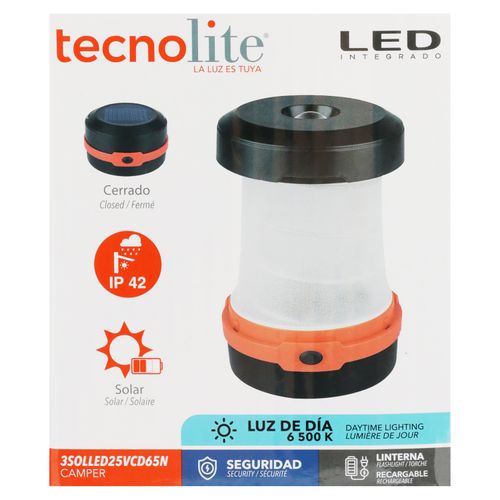 Linterna Tecnolite Camper 3W Solar Y Cargador