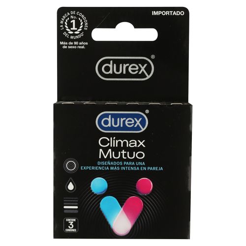 Condones Durex Clímax Mutuo Regular Látex Natural, Lubricante A Base De Silicona -3Uds