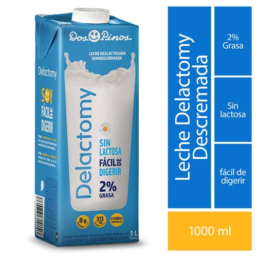 Leche Dos Pinos  Delactomy Semidescremada 2% Grasa-  1Lt