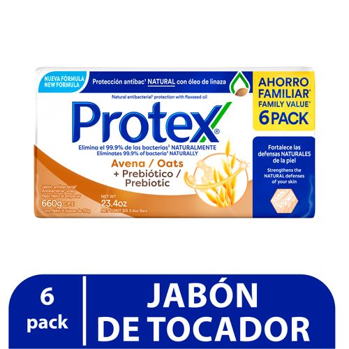 Jabón de Tocador Protex Antibacterial avena, 6 Pack -110 g