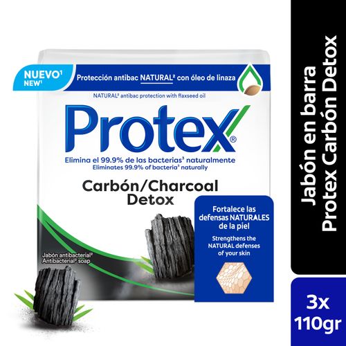 Jabón de Tocador Protex Carbón Detox, 3 pack -110g