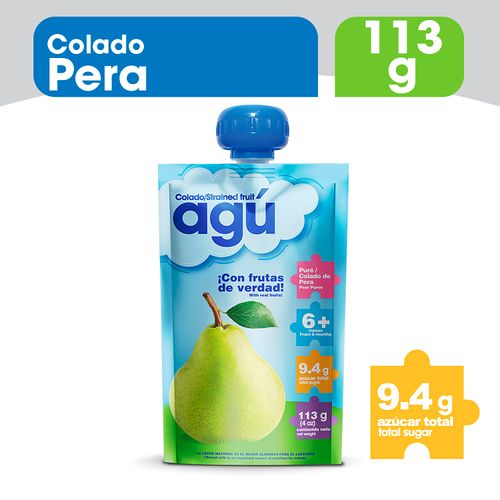 Colado Para Bebé Agu, Sabor A Pera En Empaque Doypack - 113gr