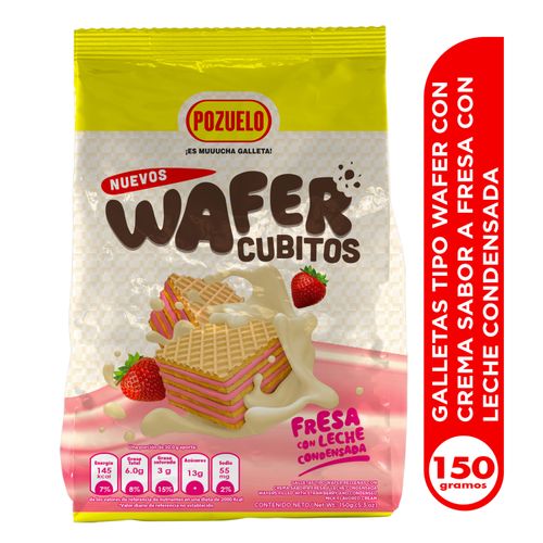 Galleta Pozuelo  Wafer Cubito Fresa Con Leche Condensada -150g