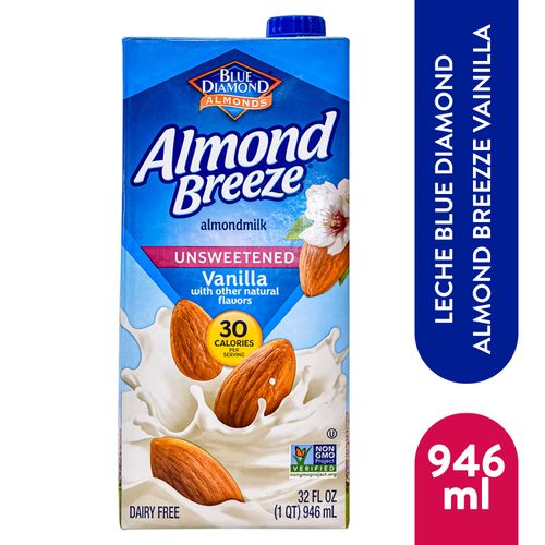 Bebida de Almendra Blue Diamond Almond Breeze Sabor a Vanilla Sin Azúcar - 32oz