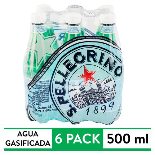 6 Pack Agua San Pellegrion Gasificada - 3000ml