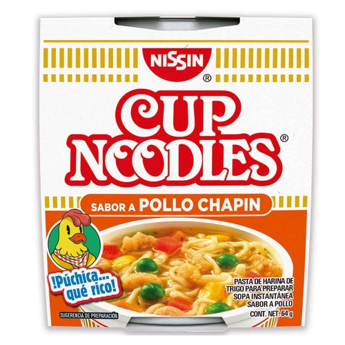 Sopa Instantánea NISSIN Cup Noodles Sabor Pollo Chapin Vaso - 64 g