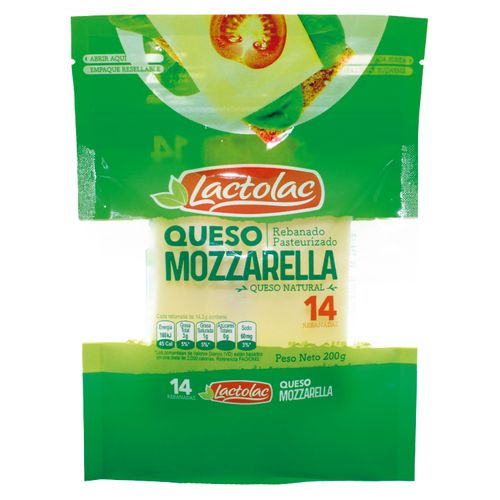 Queso Lactosa Mozarella En Rodaja - 200 g