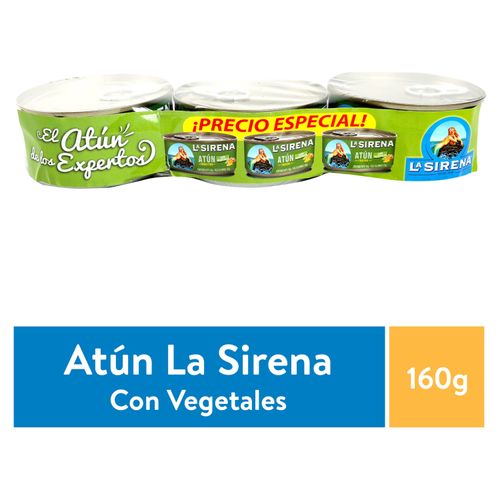 3 Pack Atún Sirena con Vegetales - 480gr