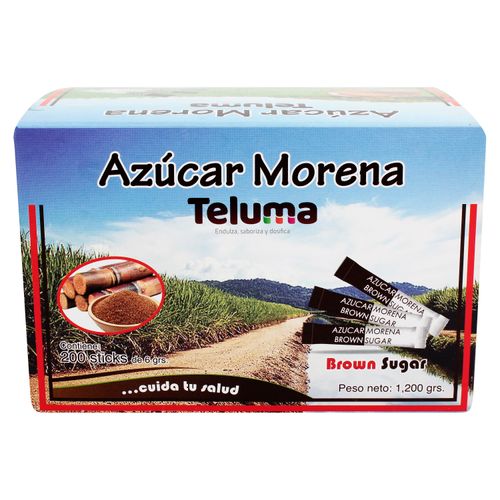 Azúcar Teluma Morena Sticks 200 Unidades -1200 g
