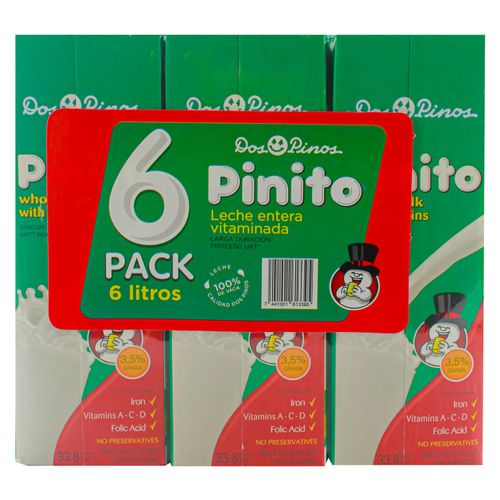 6 Pack Leche Dos Pinos Entera Pinito - 1000ml