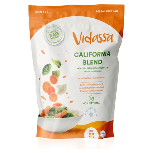 Verdura Congelada Vidassa California Blend Mezcla De brócoli, zanahoria y Coliflor - 2lb