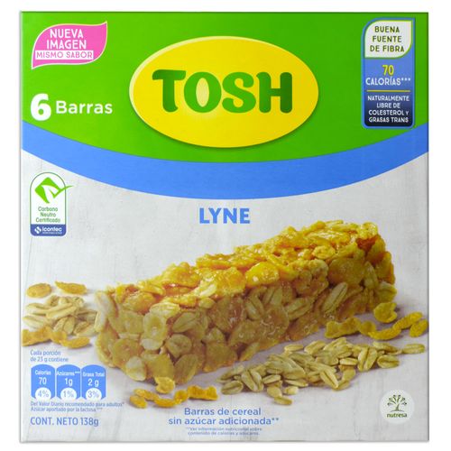 Barra Tosh Pozuelo, De Cereal Lyne Sin Azúcar Adicionada - 138g