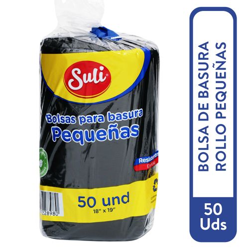 Bolsa Para Basura Marca Suli Color Negra Rollo Pequeño - 50 Unidades