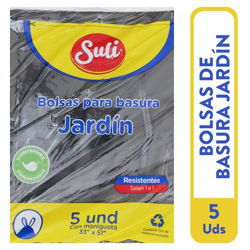 Bolsa Para Basura Marca Suli Color Negra Tamaño Jardinera - 5 Unidades