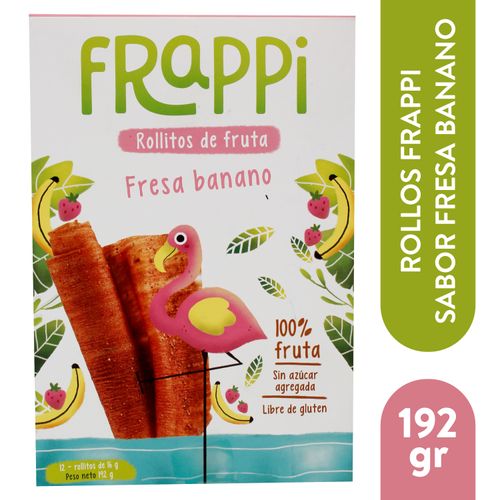 Rollitos de fruta deshidratada, Frappi fresa banano, 12 rollitos -192g