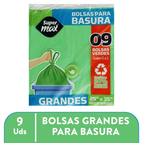 Bolsa Para Basura Marca Supermax Doblada Grande - 9 Unidades