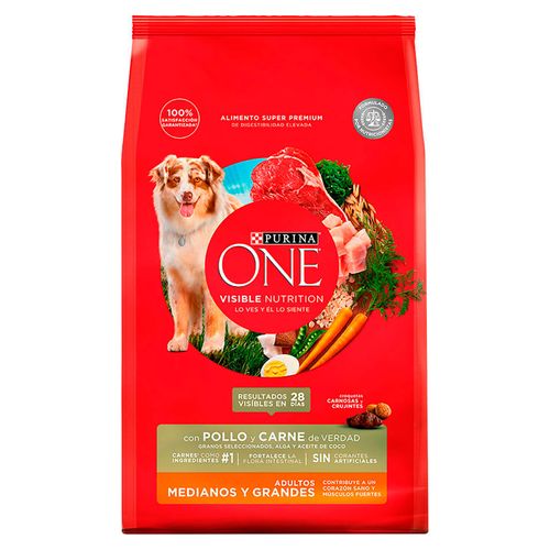 Alimento Perro Adulto Purina One Medianos y Grandes Pollo Y Carne -2kg