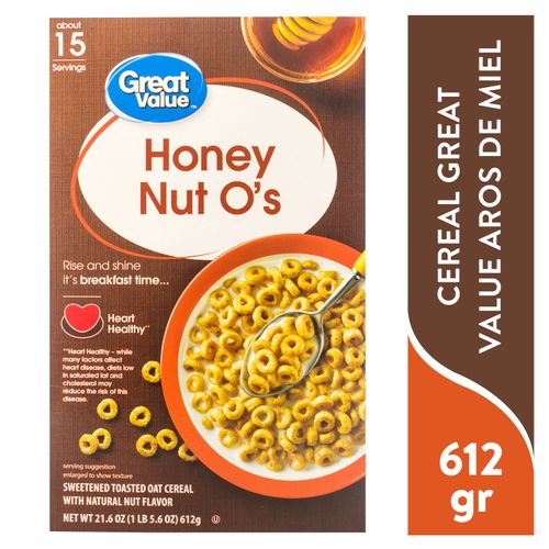 Cereal Great Value, Aros Miel -612 g