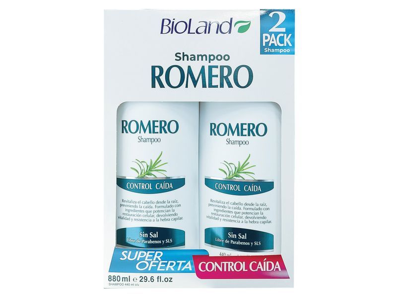 Comprar Shampoo Bioland Con Romero, Control Caída 2 Pack 440ml