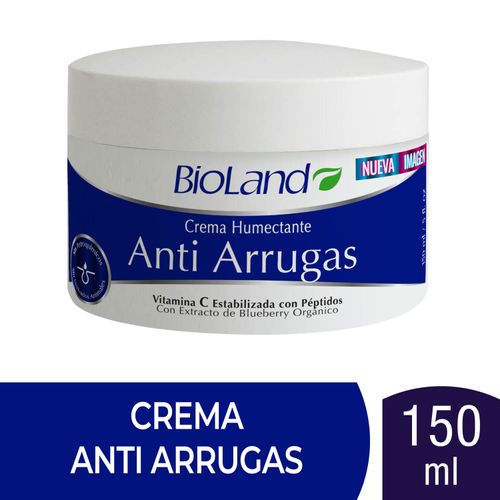 Crema Bioland Antiarrugas Con Blueberry Orgánico, Humectante - 150ml