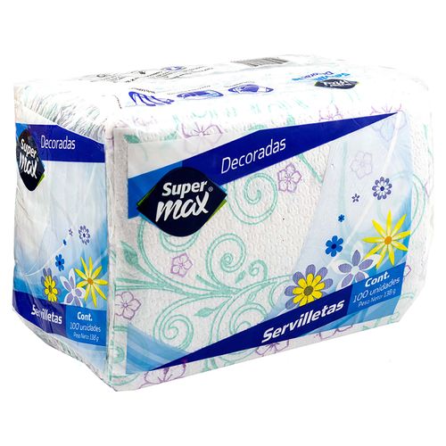 Servilleta De Papel Desechables Para Mesa Marca Supermax Decoradas - 100 Unidades