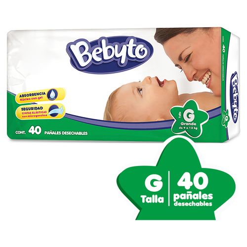 Pañales Desechables Marca Bebyto Talla 2 - 40 Unidades