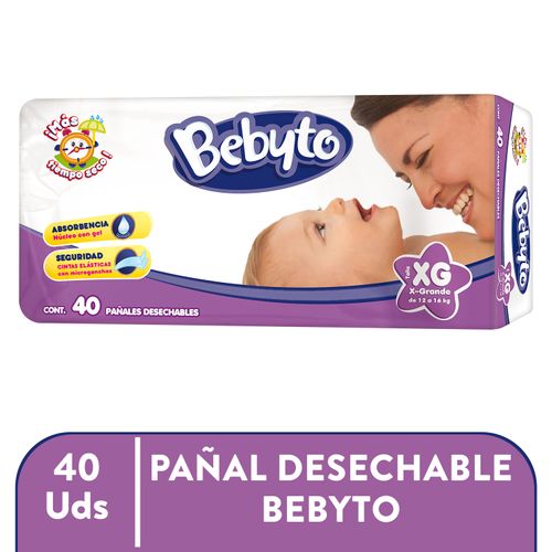 Pañales Desechables Marca Bebyto Talla 5 Xg- 40 Unidades