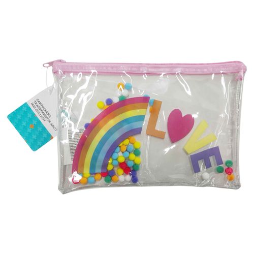 Cartuchera Pen + Gear transparente arco iris