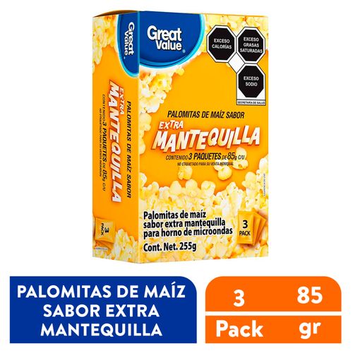 Palomitas de maíz Great Value extra mantequilla 3 pack - 255 g