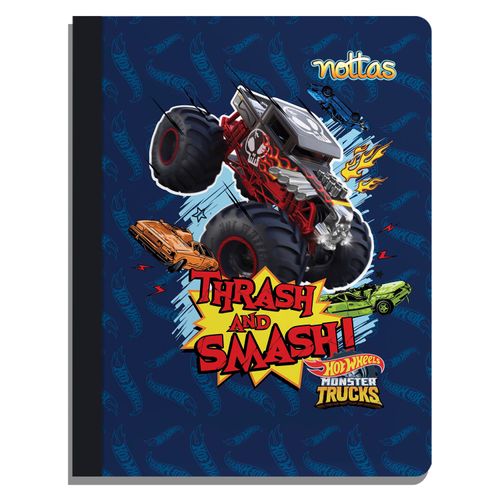 Cuaderno Nottas cosido pequeño pasta flexible diseño hot wheels azul - 100 hojas